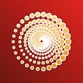 Abstract technology circles sign. Golden gradient Icon with contours on redish Background. Illustration.