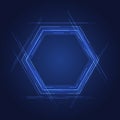 Abstract technology concept blue hexagon elements with lines on glow blue background