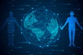 Abstract technology concept humans body digital link and world m