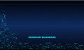 Abstract technology concept polygon background with blue lights. Technology background.