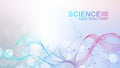 Abstract technology connect background lines and dots with hexagons. Modern hexagons technology concept design
