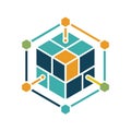 Abstract Technology Cube with Connection Points, Data Network Visualization for Business and Science Royalty Free Stock Photo