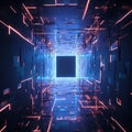 Abstract technology cube in cyberspace background Royalty Free Stock Photo