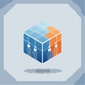 Abstract Technology Cube and Digital Network Royalty Free Stock Photo