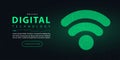 Technology wireless Wi-Fi digital futuristic internet network connection dark black background, green abstract cyber Royalty Free Stock Photo