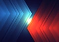 Abstract technology digital connection concept red and blue triangles arrows lighting effect on dark background Royalty Free Stock Photo