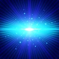 Abstract technology futuristic blue neon radial light burst effect on dark background.