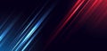 Abstract technology futuristic glowing neon blue and red light lines with speed motion movingon dark blue background with copy Royalty Free Stock Photo