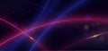 Abstract technology futuristic neon curved glowing blue and pink light lines with speed motion blur effect on dark blue background Royalty Free Stock Photo
