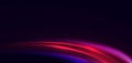 Abstract technology futuristic neon curved glowing red and pink light lines with speed motion blur effect on dark blue background Royalty Free Stock Photo