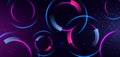 Abstract technology futuristic neon diagonal glowing blue and pink circle light lines with sprakle effect on dark blue background Royalty Free Stock Photo