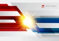 Abstract technology geometric red and blue color shiny motion background with light explosion. Template with header and footer for Royalty Free Stock Photo