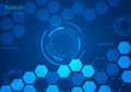 Abstract technology hexagons and social network pattern on blue background Royalty Free Stock Photo