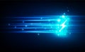 Abstract technology Hitech communication concept of electronic in digital, charged batteries, bolt lighting Royalty Free Stock Photo