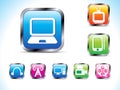 Abstract technology icon with button