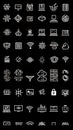 Abstract Technology and Information Line Icon Set on Black Background Royalty Free Stock Photo