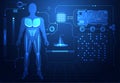abstract technology interface consist : human body digital,chips,circuit computer robot,health analyzer,scale vitality of the bod