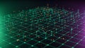 Technology Network Data Connection Green Purple Abstract Digital Grid Background Royalty Free Stock Photo