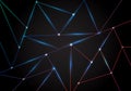 Abstract technology polygonal pattern and black triangles laser lines with lighting on dark background. Geometric low polygon Royalty Free Stock Photo