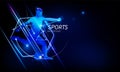 Abstract technology, polygonal soccer player with futuristic element