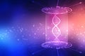 Abstract technology science concept DNA futuristic on hi tech blue background Royalty Free Stock Photo