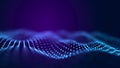 Abstract technology stream background. Digital dynamic wave of dots. Network connection structure. 3D rendering Royalty Free Stock Photo