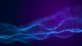 Abstract technology stream background. Digital dynamic wave of dots. Network connection structure. 3D rendering Royalty Free Stock Photo