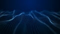 Abstract technology stream background. Digital dynamic wave of dots. Network connection structure. 3D rendering Royalty Free Stock Photo