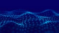 Abstract technology stream background. Digital dynamic wave of dots. Network connection structure. 3D rendering Royalty Free Stock Photo
