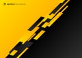 Abstract technology template geometric diagonal overlapping separate contrast yellow and black background Royalty Free Stock Photo