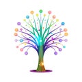 Abstract Technology Tree with Colorful Nodes Representing Connection and Innovation Royalty Free Stock Photo