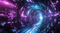 Digital data tunnel moving through futuristic cyberspace Royalty Free Stock Photo