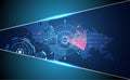 Abstract technology ui futuristic concept map scan people hologram elements of digital data chart, world search, computing and