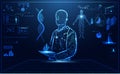Abstract technology ui futuristic human medical hud interface hologram elements of digital data chart, DNA,Fingerprint,Brain Royalty Free Stock Photo