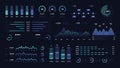 Abstract technology user interface. Futuristic neon ui infographics tech panel hud diagram. Data screen chart, graphic, ui panel