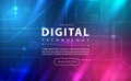 Digital technology banner pink blue background concept with technology light effect, abstract tech, innovation future data vector Royalty Free Stock Photo