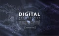 Digital technology banner black white background concept dark technology light effect, abstract tech, innovation future data tech Royalty Free Stock Photo