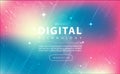 Digital technology banner pink blue background concept, technology green light effect, abstract tech, innovation future data tech