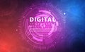 Digital technology banner blue pink background concept, cyber security technology, abstract purple tech, innovation future data ai Royalty Free Stock Photo