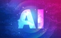 AI Artificial intelligence abstract, Digital technology pink blue background, abstract tech big data analysis