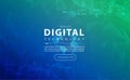 Digital technology banner blue green background concept, cyber technology light effect, abstract tech, innovation future data Royalty Free Stock Photo