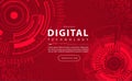 Digital technology banner red background concept circuit technology light effect abstract cyber tech innovation future data Royalty Free Stock Photo