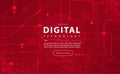 Digital technology banner red background concept circuit technology light effect abstract cyber tech innovation future data Royalty Free Stock Photo