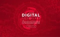 Digital technology banner red background concept circuit technology light effect abstract cyber tech innovation future data Royalty Free Stock Photo