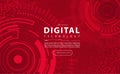 Digital technology banner red background concept circuit technology light effect abstract cyber tech innovation future data Royalty Free Stock Photo