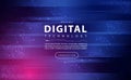 Digital technology banner blue pink background concept cyber technology light effect abstract tech innovation future data Royalty Free Stock Photo