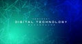 Digital technology banner blue green background concept, cyber technology light effect, abstract tech, innovation future data Royalty Free Stock Photo