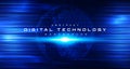 Digital technology worldwide global network internet connection blue background, Abstract cyber tech futuristic planet map world