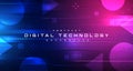 Digital technology banner blue pink background concept, cyber technology light effect, abstract tech, innovation future data Royalty Free Stock Photo