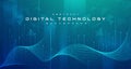 Digital technology banner blue green background concept, cyber technology light effect, abstract tech, innovation future Royalty Free Stock Photo
